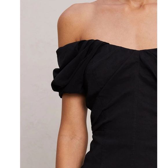 A.L.C. Nora Puff Sleeve Off Shoulder Midi Dress Black - Picture 2 of 7